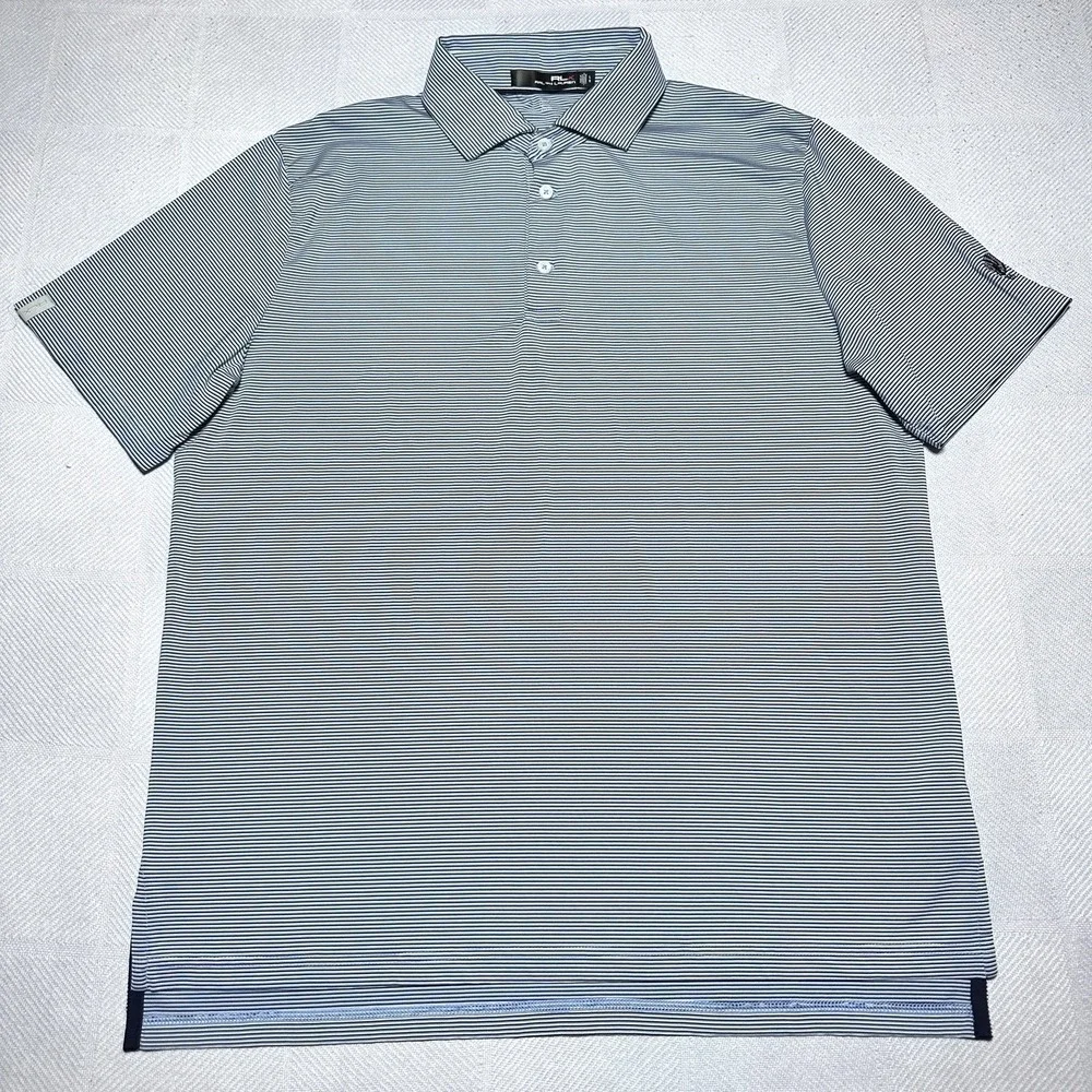 RLX Ralph Lauren Golf Polo Shirt Mens Large Performance Striped Big Foot CC - Picture 2 of 10